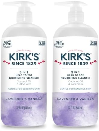 Kirk's Juniper & Lime​ 3-in-1 Nourishing Cleanser, Shampoo Body Wash Bubble Bath, Coconut Oil and Aloe Vera, Vegan Non-GMO, 32 Fl Oz