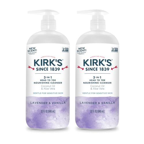 Kirk's Juniper & Lime​ 3-in-1 Nourishing Cleanser, Shampoo Body Wash Bubble Bath, Coconut Oil and Aloe Vera, Vegan Non-GMO, 32 Fl Oz