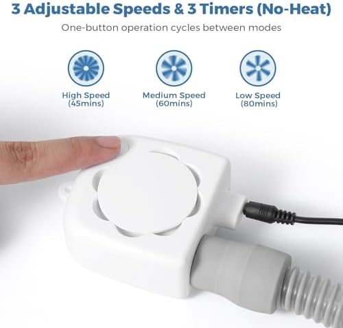 CPAP Hose Dryer, CPAP Tube Cleaner Blower Fan, Fast Drying CPAP Cleaning Kit for All Standard 22mm Diameter Tubing with High-Speed Airflow, 3 Speeds & 3 Timer (45/60/80 Minutes), 5V Adapter