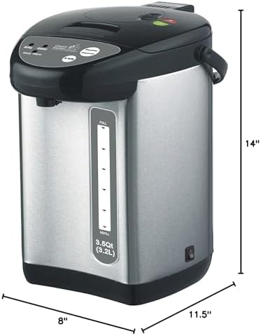 Classic Kitchen CK321NP 3.5QT (3.2L) Electric Kettle Hot Water Boiler Urn Pump Pot, Stainless Steel with Auto Dispense and Shabbat Mode