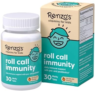 Renzo's Invincible Kids Vitamin C with Elderberry Vitamin C and Zinc, Dissolvable Kids Vitamins for Immune Support, Sugar-Free Melty Tabs