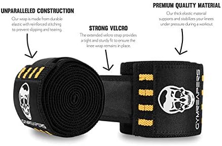 Gymreapers Knee Wraps for Squats and Powerlifting 72 Inch Compression Wraps with Strap for Men & Women Weightlifting Support