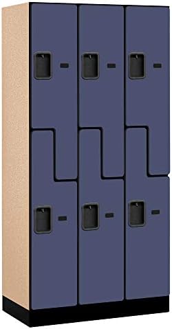 Salsbury Industries 2-Tier S-Style Designer Wood Locker with Three Wide Storage Units, 6-Feet High by 18-Inch Deep, Mahogany