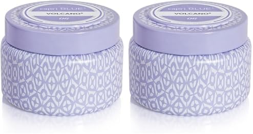 Capri Blue Volcano Printed Travel Tin Jar Candle - Luxury Candle with a Long Lasting Soy Wax Blend - Scented with Tropical & Fruity Fragrance (Blue Color, 8.5 oz)