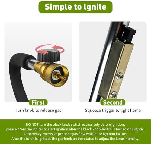 KOMAN Weed Torch Propane Burner, 35" Long Arm, Self-Ignition, Fuel by 1LB /5-40LB Propane Tank, for Roofing, Weeding