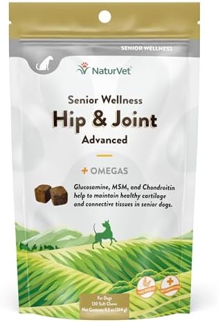 NaturVet – Senior Wellness Hip & Joint Advanced Plus Omegas | Help Support Your Pet’s Healthy Hip & Joint Function | Supports Joints, Cartilage & Connective Tissues | 120 Soft Chews