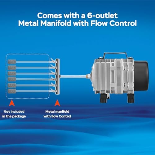 AquaMiracle Aquarium Air Pump Commercial Air Pump with Aluminum Housing, 600/1000/1200/1750GPH Fish Tank Bubbler Pond Aerator for Aquariums, Ponds