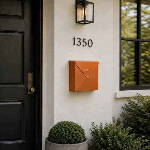 NACH Mailboxes for Outside Wall Mount, 10 x 10 x 4 inch Rustic Brown Mail Boxes for House Outside