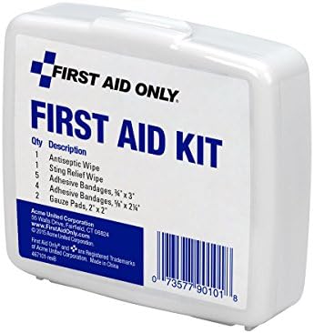 First Aid Only PhysiciansCare On-The-Go Emergency First Aid Kit for Home, Work, and Travel, 13 Pieces (Antiseptic wipes, Sting Relief wipes, Gauze pads, Bandages)