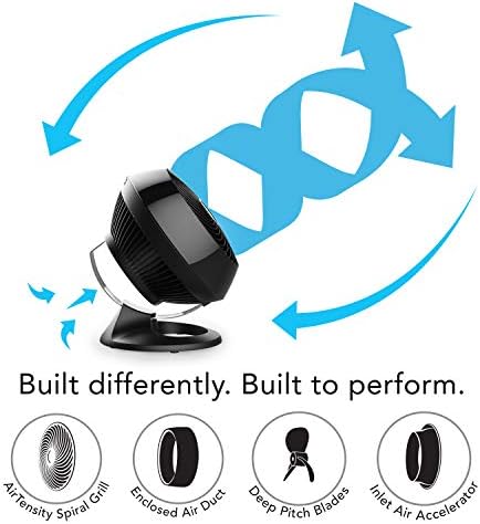 Vornado 460 Small Desk Fan with 3 Speed Settings, Adjustable Tilt Chrome Glide Bar, for Bedroom, Office, Home, Air Circulation up to 70 Feet, Quiet Table Fan, Black