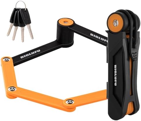Bike Lock Bicycle Scooter Motorcycle Folding Locks with 4Keys, Fold Chain Heavy Duty Alloy Steel Foldable Lock with Mounting Bracket 2pc Straps