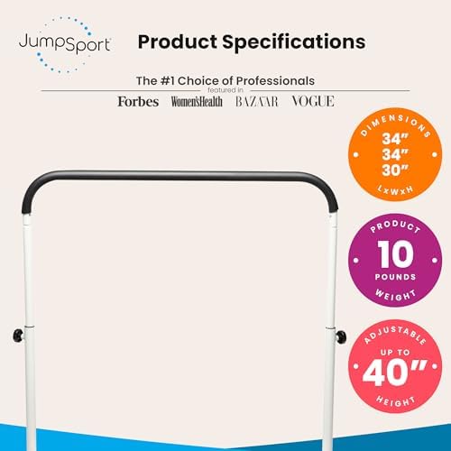 JumpSport Handle Bar Accessory for Arched Leg Fitness Trampolines | Black | Adjustable Height Settings | Trampoline Not Included