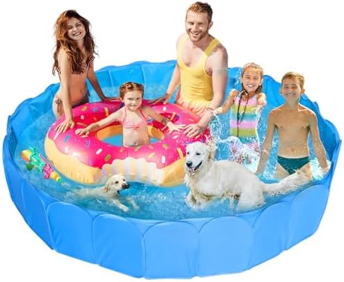 Alvantor Pet Swimming Pool Dog Bathing Tub Kiddie Pools Cat Puppy Shower Spa Foldable Portable Indoor Outdoor Pond Ball Pit 63"x12" Patent Pending
