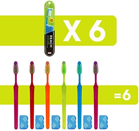 Reach Crystal Clean Medium Bristle Toothbrushes, 6 Pack