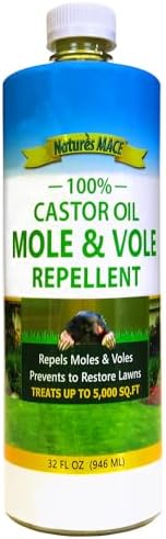 Nature's MACE Mole and Vole Mace, Mole Deterrent for Yard, 1 Gallon, 100% Pure Castor Oil, Lawns, Mole Repellent, Stop Tunneling, Mole Remover Treatment, Castor Oil Repellent, People, Pet, Plant Safe
