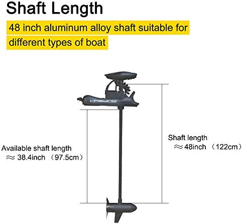 Black Haswing Cayman 12V 55lbs 48 inch Bow Mount Electric Trolling Motor Lightweight, Variable Speed