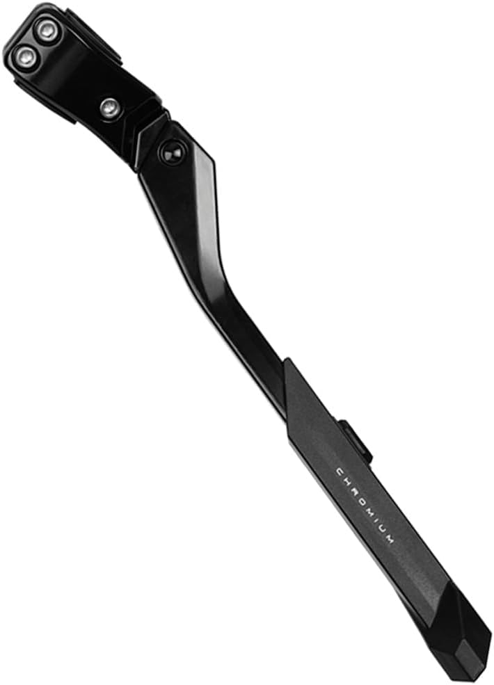 BV Rear Bike Stand for 24"-28" Bikes - Adjustable Bike Kickstand for Adult Bike with 8 Height Levels, Non-Slip Foot & Clamp Grip (Black, Capacity 55 lbs, Single Mount)