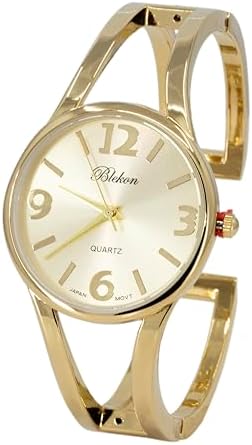 Collections Women's Elegant Analog Quartz Watch - 33mm Case, Casual Metal Cuff Bangle Design, Adjustable Fit for 7-8 Inch Wrist Size