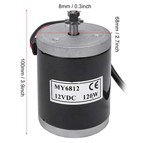 Brushed Motor, MY6812 12V 120W High Speed Small Brush Motor with Belt Pulley Electric Scooter E Accessory