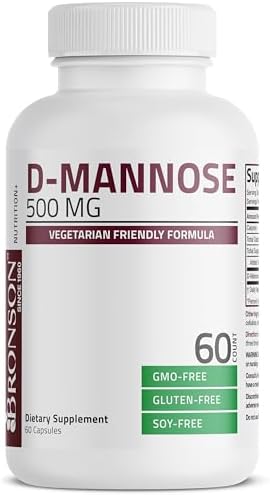 Bronson D-Mannose 500 MG Vegetarian Friendly Formula Non-GMO, 60 Capsules