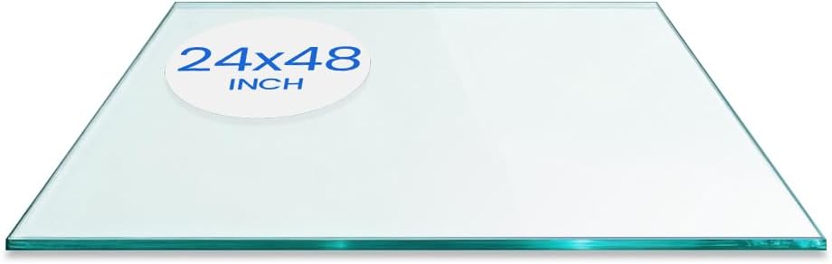 24" x 48" Rectangle Glass Table Top, 1/4" Thick Clear Tempered Replacement Glass, Flat Polished Edge & Eased Corners for Coffee, Dining, Patio Tables & Furniture Protection