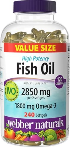 Webber Naturals Ultra Omega 3 Fish Oil EPA DHA, 2850mg, 120 Clear Softgels