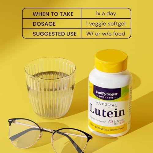 Healthy Origins Lutein Lutemax 2020 20 mg & Zeaxanthin, 180 Gels