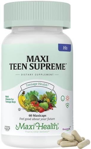 Teen Vitamins for Boys 12-17 - Teen Multivitamin Supreme with D3, Iron, Calcium, Biotin, Digestive Enzymes – Teenager Boy Multi Vitamins for Energy, Brain & Mood Support – 60 Count