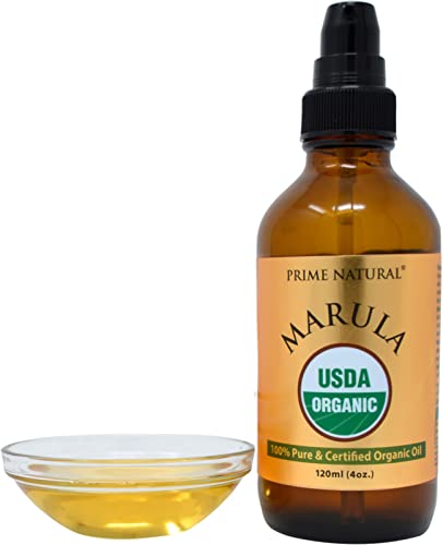 PRIME NATURAL Organic Marula Oil, Pure, Cold Pressed, USDA Certified - 4oz