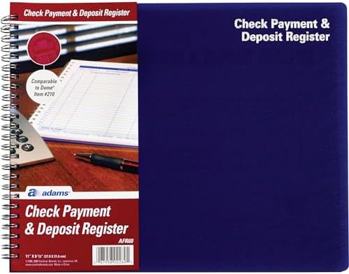Adams Check Payment and Deposit Register, 8-1/2" x 11", 44 Pages (AFR60), White