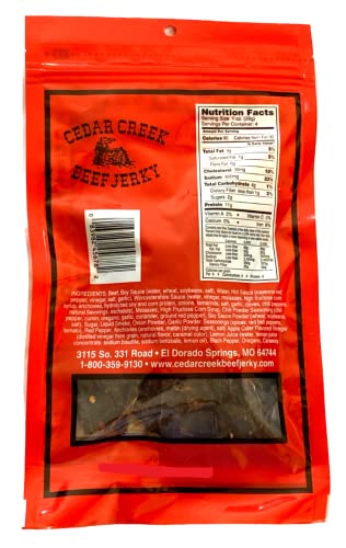 Cedar Creek | Air-Dried Thinly Sliced | 4oz pack | No Artificial Preservatives | Grass Grain Fed Beef | Clean Healthy Snack (Hot)