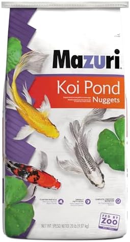 Mazuri Koi Floating Pond Nuggets, Floating Koi Fish Food for Ponds, 20 lbs