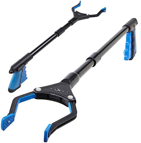 Grabber Reacher Tool - Latest Version Luxet 19 Inch Long Steel Foldable Pick Up Stick - Strong Grip Magnetic Tip - Heavy Duty Trash Picker Claw Reacher Grabber Tool for Elderly Wheelchair Mobility Aid