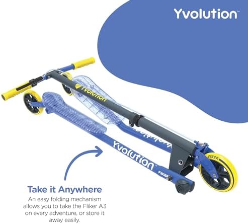 Yvolution Fliker A3 Drift Scooter, 3 Wheels Kids Wiggle Scooter, Foldable, Handbrake, Caster Wheels, for Boys and Girls Aged 7+ Years Old