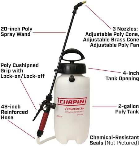 Chapin International 26031XP Chapin ProSeries Poly Sprayer for Fertilizer, Herbicides and Pesticides, 3-Ga, 20 inches, Translucent White
