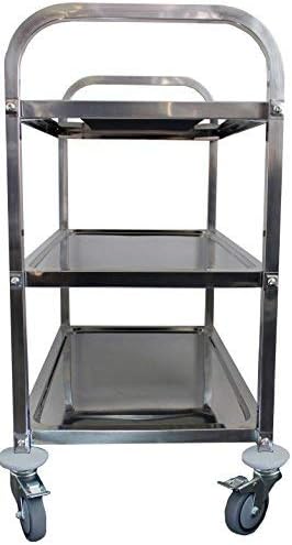 Stainless Steel 3-Shelf Utility Cart | 33" x 18" x 36" | 400 lb Capacity | Knockdown Food Service Cart with Casters for Kitchen, Restaurant