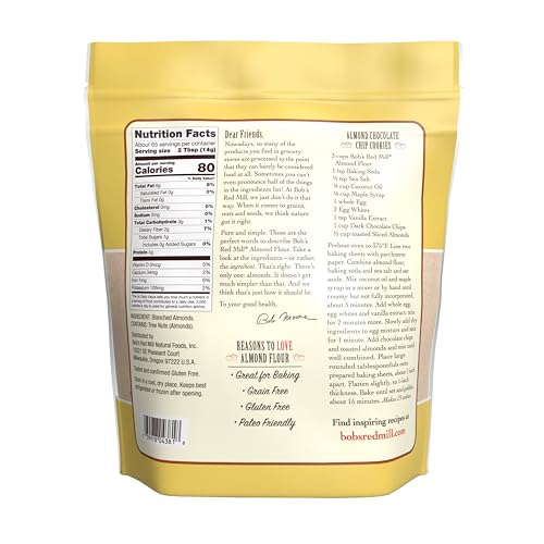 Bob's Red Mill Blanched Almond Flour, Finely Sifted - 1 Pound (Pack of 4) - Non-GMO, Gluten Free, Paleo, Vegan, Keto Friendly