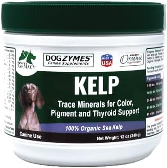 Dogzymes Organic Norwegian Kelp for Pets, a Valuable Nutrition Source Rich in Iodine to Support Gland Function, Especially The Thyroid (3 Pound)