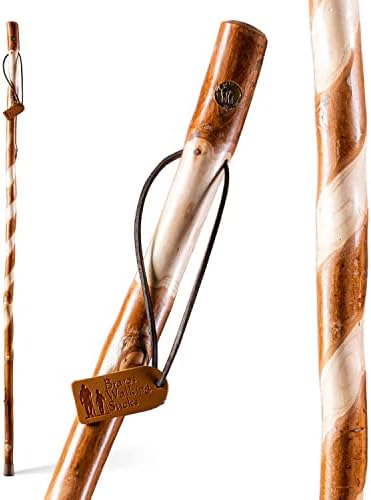 Brazos Rustic Wood Walking Stick, Maple, Traditional Style Handle, for Men & Women, Made in The USA, 55"