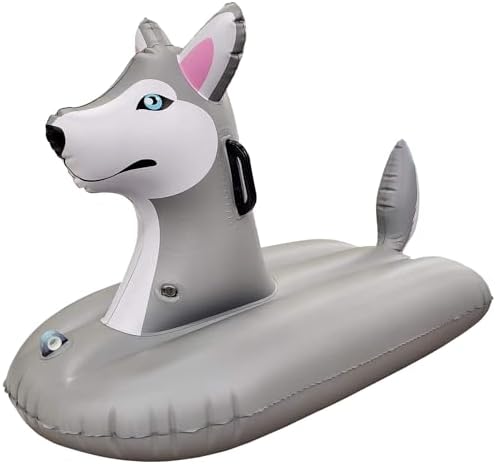 Jet Creations Husky Sledding Tube, Inflatable Snow and Water Sled, Towable with Durable Loop Holder, Toddler Snowboard Doubles as Pool Float
