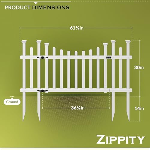 Zippity Madison Picket Gate, White Vinyl DIY No Dig Kit | 2.5ftH x 5.1ftW, 1 Gate, ZP19028