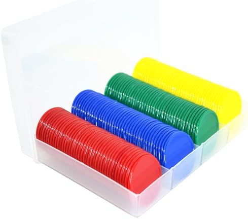 Smartdealspro Set of 160 Opaque 1 1/2 Inch Plastic Counting Counters Poker Chips with Box for Casino Card Games (160pcs 4 Color with Box)