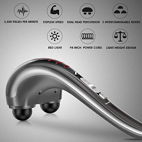HANGSUN Handheld Neck Back Massager for Pain Relief Deep Tissue, Double Head Full Body Percussion Massage MG400 for Shoulder, Leg, Foot, Muscles