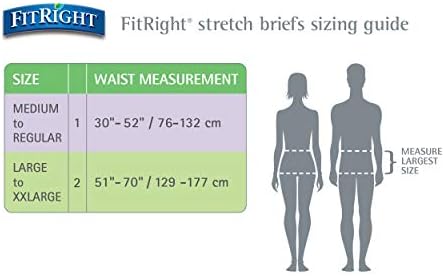 FitRight Stretch Adult Incontinence Briefs with Tabs, Ultra Absorbent, Size 1, 30" to 52", 20 Count