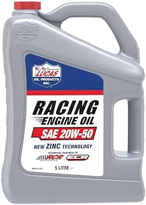 Lucas Oil SAE 20W-50 Racing Engine Oil, 5 Quart (Pack of 1)