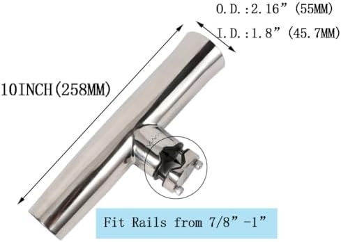 2PCS Stainless Tournament Style Clamp on Fishing Rod Holder for Rails, Rail Mount Rod Holder