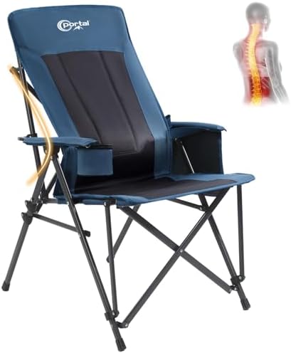 Portal Camping Chair with Lumbar Support for Adults Folding Portable High Back Oversized, 400LBS