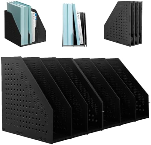 SAYEEC Collapsible Magazine Holder Plastic Desktop 4 Compartment File Rack Magazine Organizer Vertical File Divider Sorter Storage Document