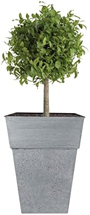 The HC Companies 18 Inch Avino Tall Square Planter - Decorative Indoor Outdoor Plant Pot for Front Porch, Deck, Patio and Home, Oxidized Black