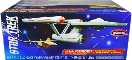 Skill 2 Model Kit Star Trek U.S.S. Enterprise and S.S. Botany Bay The Original Series Space Seed Edition Snap-Together 1/1000 Scale Model by Polar